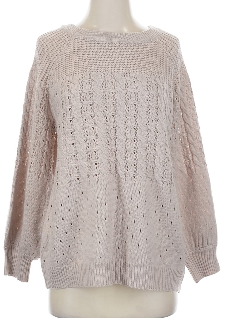 ANDREE BY UNIT Light Pink Cable & Eyelet Crewneck Sweater